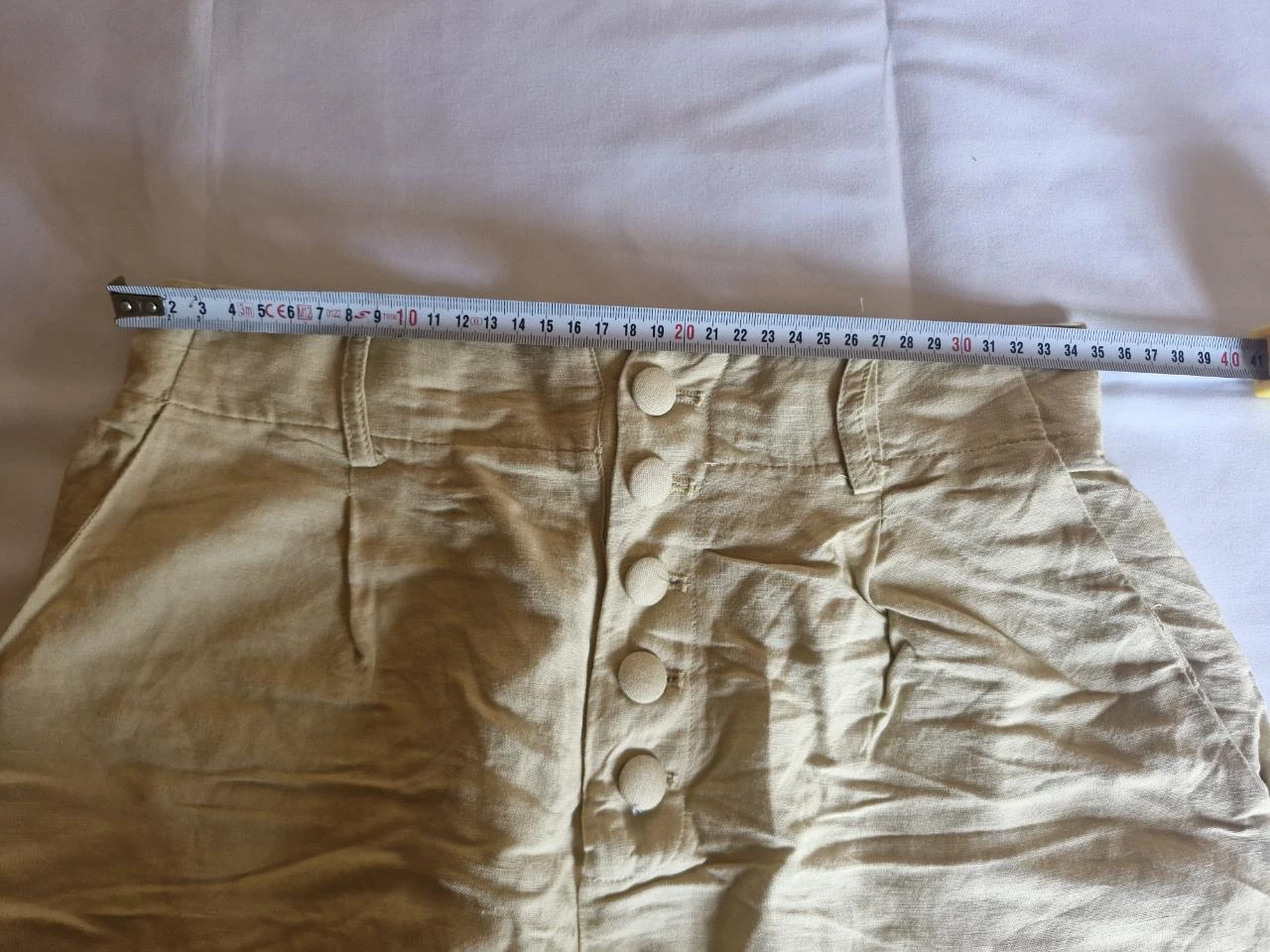 Short de talle alta para mujer - Beige amarillo - Talla S – photo 5